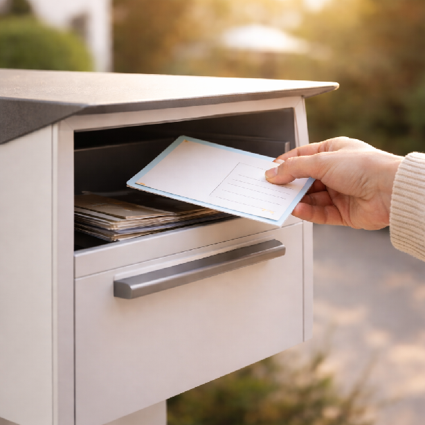Postcard in mailbox